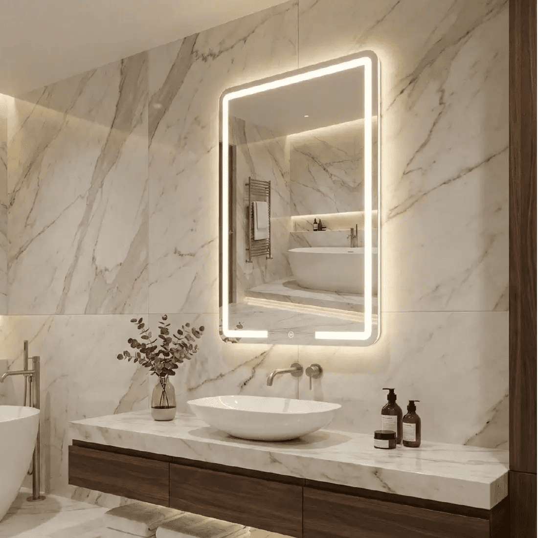 Espelho Retangular com LED Frontal - 80x60cm