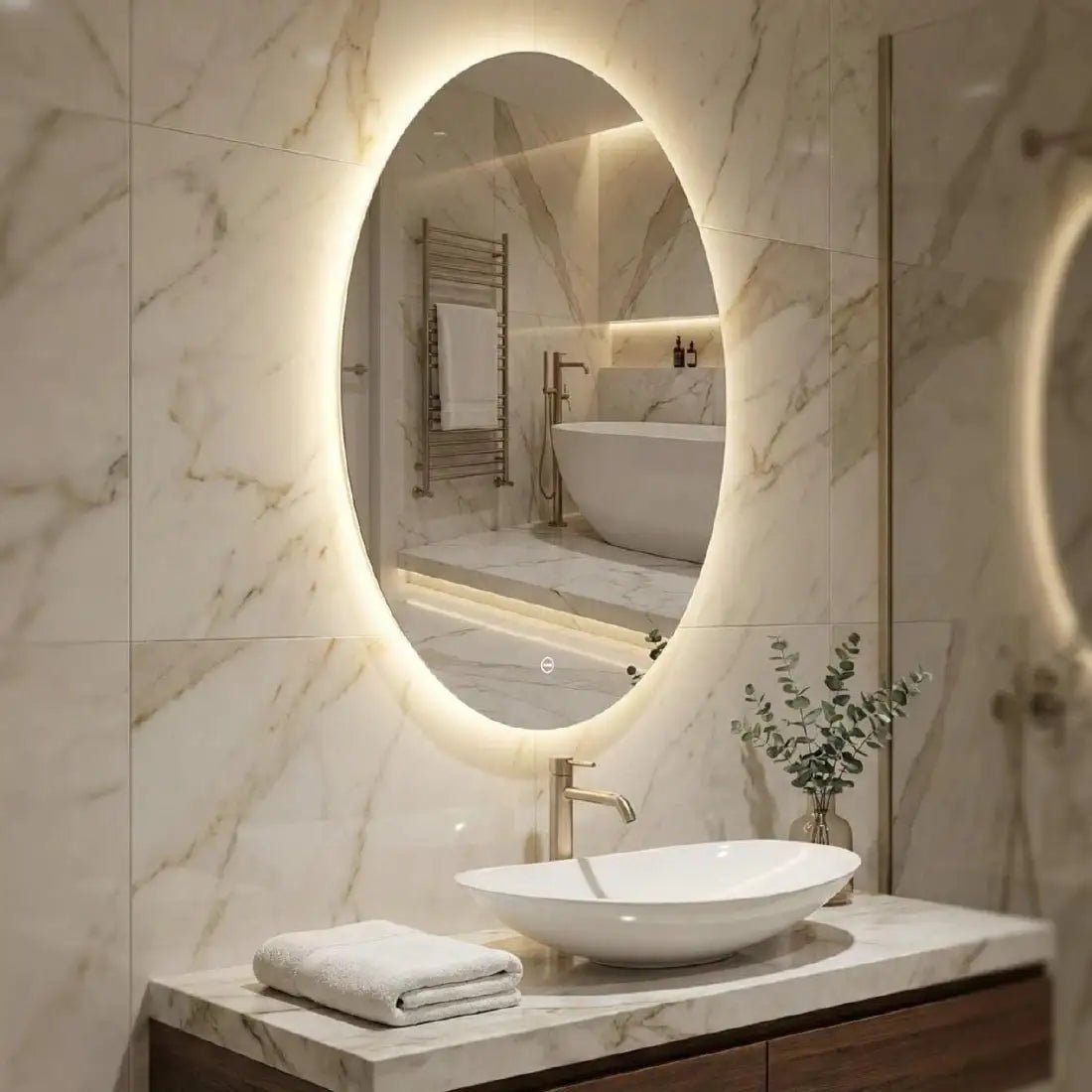 Espelho Oval com LED Bivolt - 80×60cm